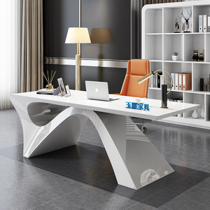 烤漆白色老板办公桌简约现代创意时尚女经理主管桌椅组合个性轻奢
