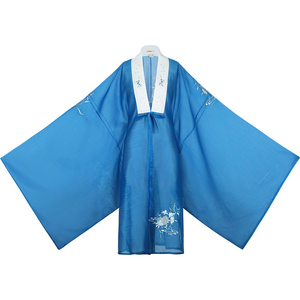 【如黛】包邮 花朝记原创设计黛蓝色刺绣对襟披风汉服女 最低价