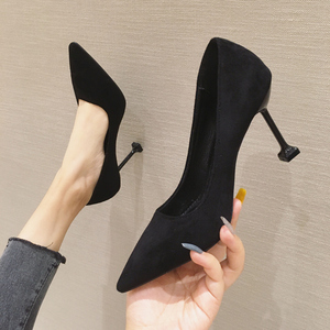八公分高跟鞋 8cm2020夏季新款高跟鞋女细跟黑色职业工作鞋8cm尖