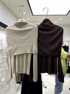 广州十三行高端欧货秋冬女装高领披肩斗篷罩衫针织打底毛衣两件套