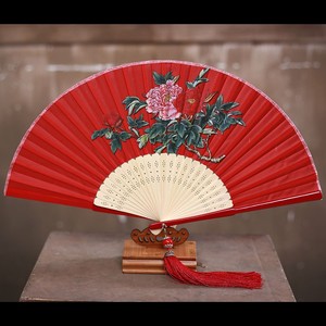 扇子折扇中国风古典红色装拍照叠舞蹈小9寸服日式饰女白随身迷你