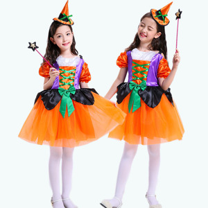 万圣节服装儿童 cosplay女童小女巫幼儿园表演公主裙动漫人物服装