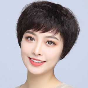 逼真全头真发中老年玉米烫短卷发羊毛卷妈妈假发短发玉米须0人付款