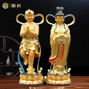 金童玉女摆件寺庙树脂玻璃钢佛像观音弟子善财龙女童男童女定制