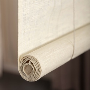 新中式苎麻门帘布艺隔断帘子客厅日式可拉卷帘遮光窗帘定制0