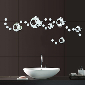 泡泡鱼亚克力立体镜面墙贴客厅餐厅浴室墙上瓷砖自粘防水创意装饰