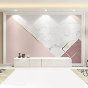 定制壁画客厅卧室现代简约北欧ins几何粉色壁纸电视背景墙壁纸布