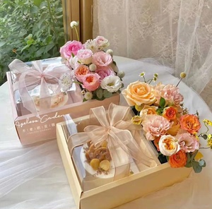 520情人节母亲节鲜花蛋糕慕斯盒手提甜品花盒网红ins透明烘焙盒