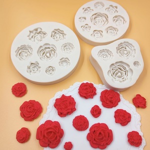 DIY玫瑰花硅胶模具巧克力蛋糕装饰翻糖模具糖艺干佩斯烘培工具