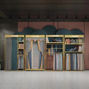 高端店铺窗帘大样展示架布艺吊卡展架家纺布料样品货架展厅陈列架