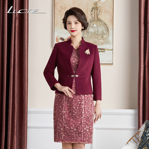 lucre婚礼妈妈礼服套装年轻喜婆婆礼服裙2021冬款喜婆婆婚宴装