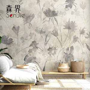 森界暗色系花卉壁纸北欧个性创意艺术墙纸客厅卧室背景无缝墙布