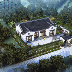 a720一层中式简单经济型别墅设计图纸带院子农村自建房施工效果图