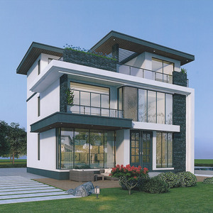 c897两层半现代网红别墅设计图纸三层平顶复式中空自建房小洋楼全