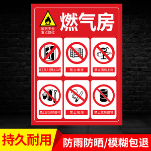 燃气房警示提示牌标识牌仓库燃气重地严禁烟火标志牌消防栓防火重点