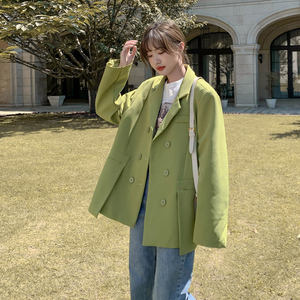 大码西服女果绿色