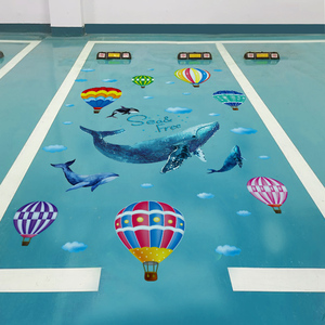 汽车停车位贴纸涂鸦装饰贴车库地下车位地面创意卡通网地上红贴画