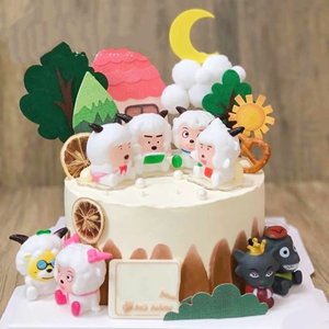 88tb5870771729淘宝喜羊羊与灰太狼生日蛋糕装饰摆件喜洋洋公仔主题