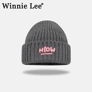 winnie lee日本设计师联名款针织帽子女秋冬季潮牌保暖毛线帽冷帽