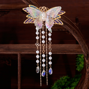 儿童汉服头饰流苏步摇边夹发饰蝴蝶发夹唯美旗袍侧边夹子日常配戴