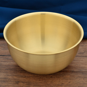 韩式铜碗纯铜家用饭碗铜碗筷勺套装加厚黄铜磨砂铜餐具成人6英寸