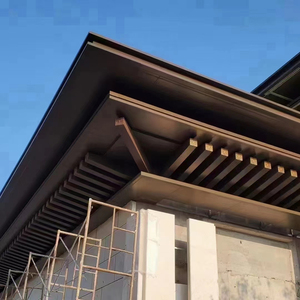 别墅装饰板门头屋檐雨棚铝板咖啡色外墙铝单板定制包边屋檐造型板