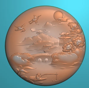 电脑雕刻精雕图山水