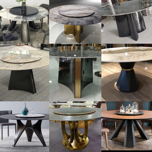 现代简约不锈钢餐桌腿金属底座奢石岩板长桌圆桌家用餐台脚支架