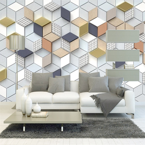 网红壁画8d立体电视背景墙纸格子几何图案壁纸沙发影视墙卧室墙布