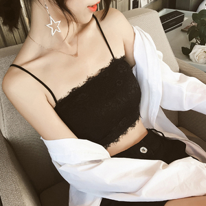 美背内衣女防走光夏季冰丝抹胸式性感蕾丝带胸垫小吊带可外穿背心