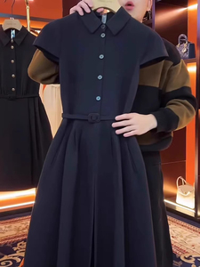 法式赫本风黑色短袖衬衫连衣裙女2024新款夏季气质高级感显瘦长裙