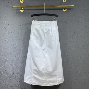 2024夏季新款白裙女中长款薄款白色半身裙长裙a字裙简约休闲裙