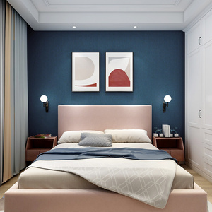 2020新款高档墙布现代简约无缝全屋客厅卧室壁布背景墙家用深蓝色