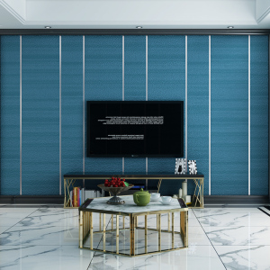 北欧风格现代简约高档客厅影视墙电视墙壁纸孔雀绿深灰色条纹墙纸