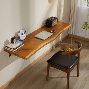 悬浮墙上壁挂式电脑桌书桌悬空中全实木家用折叠吧台挂墙超窄书桌