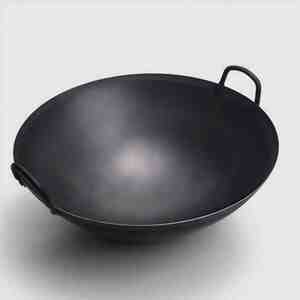 酒店厨师专用炒菜锅38405060cm大号老式双耳爆炒大铁锅熟铁锅