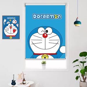 机器猫儿童卡通卷帘pvc窗帘升降式防水遮光男孩卧室拉珠免打孔潮