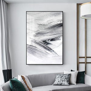客厅沙发背景墙大幅装饰画玄关走廊竖版挂画书房黑白极简抽象壁画