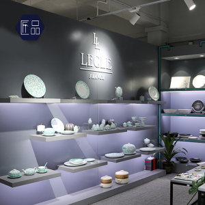 定制陶瓷展示柜货架展示架展厅陈列柜烤漆餐具展示酒店用品展柜