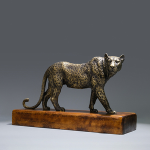 铜金岁月全黄铜雕塑豹子摆件金钱豹工艺品送礼新中式客厅家居饰品