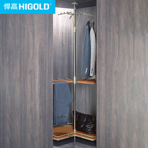 悍高旋转衣架a系列转角衣柜收纳五金360度旋转三层衣架裤架置物架