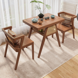 阳台茶桌椅组合三件套2023新款实木藤椅一桌二椅休闲看书喝茶桌椅