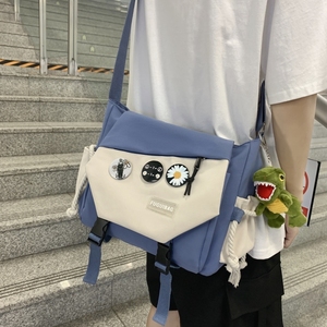 书包男生斜挎上课通勤包可斜挎初中生高中大学生单肩背包大容量女