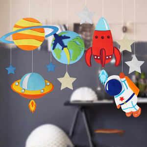 太空宇航员系列无纺布挂饰幼儿园儿童手工材料室内装饰幼师口袋