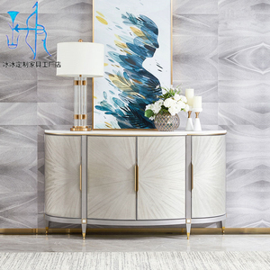 00123晓白兔淘宝阿玛尼门厅玄关柜轻奢入户鞋柜半圆弧形玄关桌后