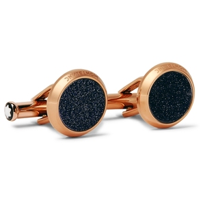 [经典款]montblanc/万宝龙 男玫瑰金色圆形黑色袖扣nap