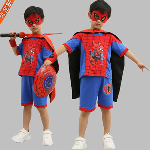 六一蜘蛛侠服装儿童美国队长cos超人衣服迪士尼动漫角色扮演服装