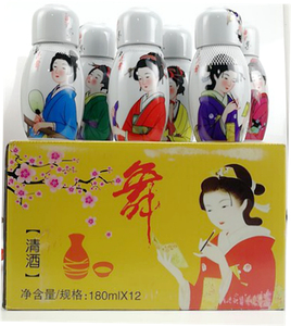 日本清酒爱之舞雪飞舞清酒酒壶装雪飞舞梅酒180ml*6装仕女图清酒