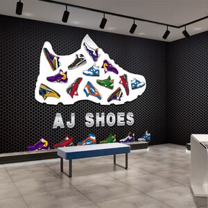 潮牌aj背景墙纸运动鞋子图案装饰潮牌球鞋店装修男装店直播间壁纸