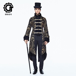 万圣节服装欧洲宫廷装复古风中世纪贵族男装中长款哥特风风衣外套